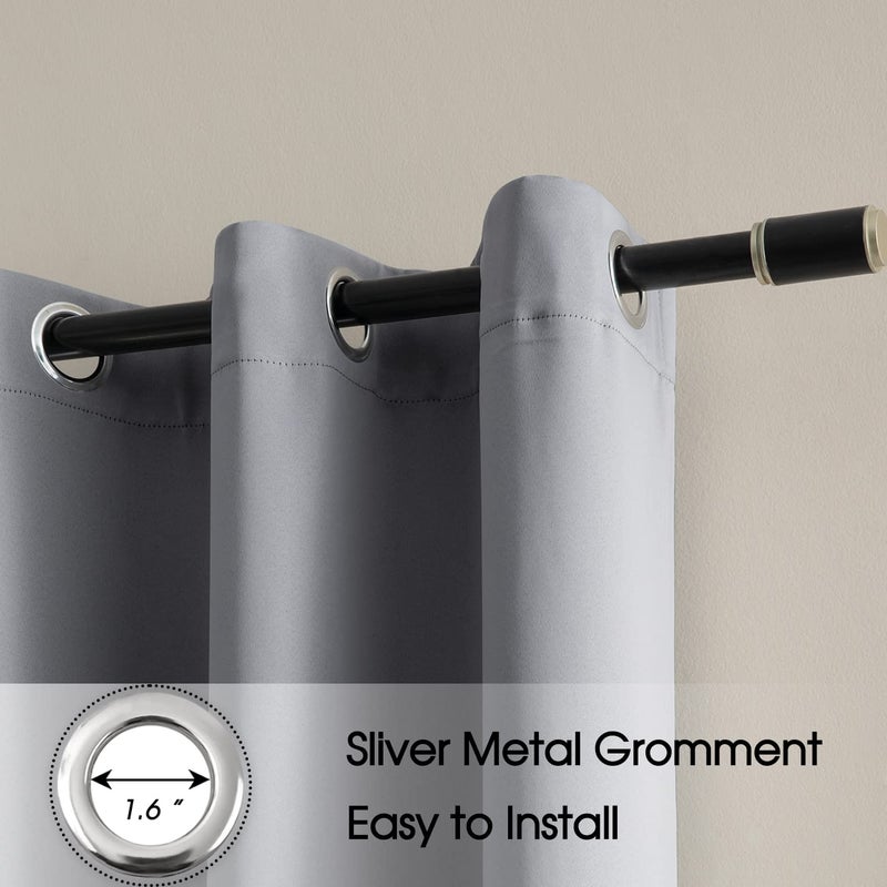 Rutterllow Blackout Curtains for Bedroom, Thermal Insulated Room Darkening Curtains 2 Panels for Living Room, Grommet Top (52x84 Inch, Dove Grey) - Image 5